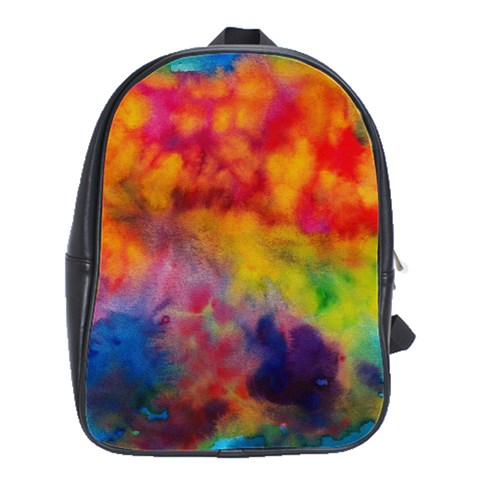 Colorful watercolors texture                                                    School Bag (Large) from ArtsNow.com Front