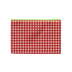 Red White Gingham Plaid Cosmetic Bag (Medium) from ArtsNow.com Back