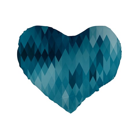 Cerulean Blue Geometric Patterns Standard 16  Premium Heart Shape Cushions from ArtsNow.com Front