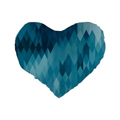 Cerulean Blue Geometric Patterns Standard 16  Premium Heart Shape Cushions from ArtsNow.com Back