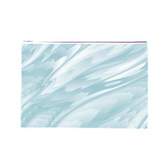 Light Blue Feathered Texture Cosmetic Bag (Large) from ArtsNow.com Front