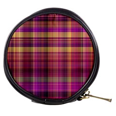 Magenta Gold Madras Plaid Mini Makeup Bag from ArtsNow.com Front