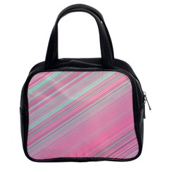 Turquoise and Pink Striped Classic Handbag (Two Sides) from ArtsNow.com Front