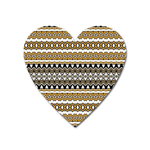 Boho Black Yellow Floral Print Heart Magnet from ArtsNow.com Front