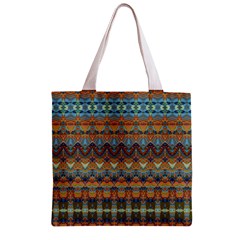 Boho Earth Colors Pattern Zipper Grocery Tote Bag from ArtsNow.com Front