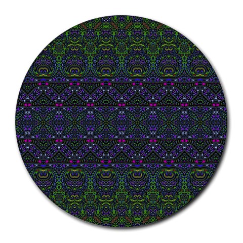 Boho Purple Green Pattern Round Mousepads from ArtsNow.com Front