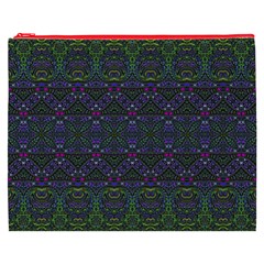 Boho Purple Green Pattern Cosmetic Bag (XXXL) from ArtsNow.com Front