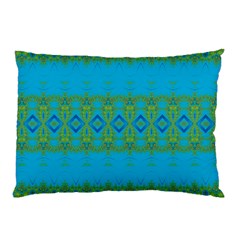 Boho Blue Green Pattern Pillow Case (Two Sides) from ArtsNow.com Front