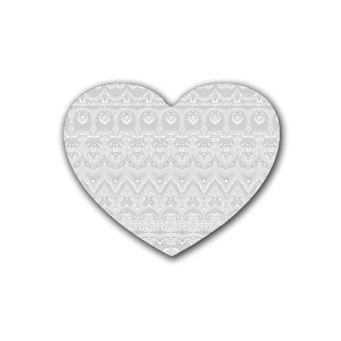 Boho White Wedding Lace Pattern Heart Coaster (4 pack)  from ArtsNow.com Front