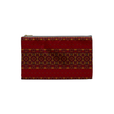 Boho Red Gold Cosmetic Bag (Small) from ArtsNow.com Front