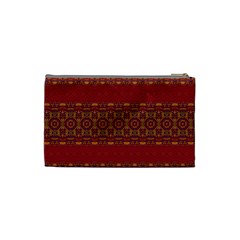 Boho Red Gold Cosmetic Bag (Small) from ArtsNow.com Back