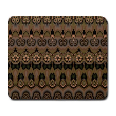 Boho Green Brown Pattern Large Mousepads from ArtsNow.com Front