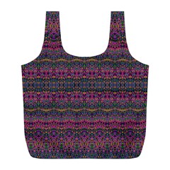 Boho Pink Mauve Blue Full Print Recycle Bag (L) from ArtsNow.com Back