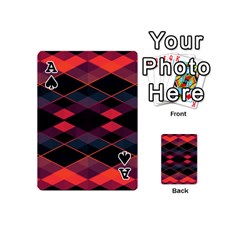 Ace Pink Orange Black Diamond Pattern Playing Cards 54 Designs (Mini) from ArtsNow.com Front - SpadeA