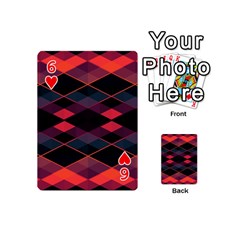 Pink Orange Black Diamond Pattern Playing Cards 54 Designs (Mini) from ArtsNow.com Front - Heart6