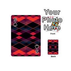 Pink Orange Black Diamond Pattern Playing Cards 54 Designs (Mini) from ArtsNow.com Front - Spade5