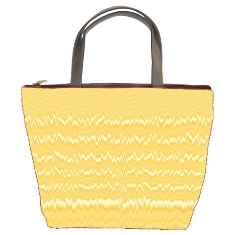 Boho Saffron Yellow Stripes Bucket Bag from ArtsNow.com Front