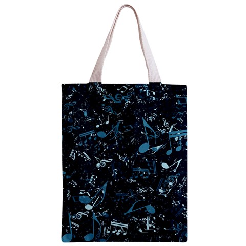 Prussian Blue Music Notes Zipper Classic Tote Bag from ArtsNow.com Front