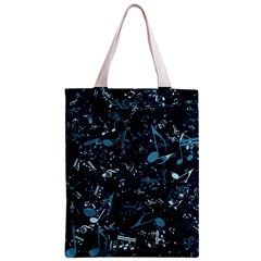 Prussian Blue Music Notes Zipper Classic Tote Bag from ArtsNow.com Front