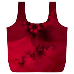 Scarlet Red Floral Print Full Print Recycle Bag (XL) from ArtsNow.com Front