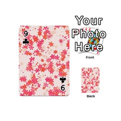 Vermilion and Coral Floral Print Playing Cards 54 Designs (Mini) from ArtsNow.com Front - Club9