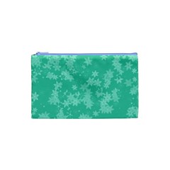 Biscay Green Floral Print Cosmetic Bag (Small) from ArtsNow.com Front