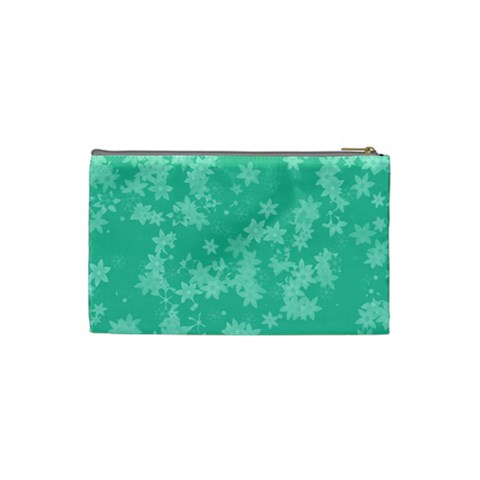 Biscay Green Floral Print Cosmetic Bag (Small) from ArtsNow.com Back