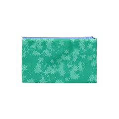 Biscay Green Floral Print Cosmetic Bag (Small) from ArtsNow.com Back