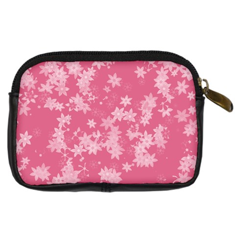 Blush Pink Floral Print Digital Camera Leather Case from ArtsNow.com Back