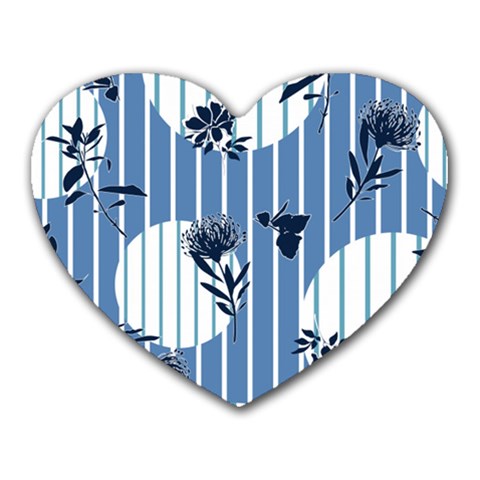 Stripes Blue White Heart Mousepads from ArtsNow.com Front