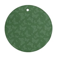 Asparagus Green Butterfly Print Round Ornament (Two Sides) from ArtsNow.com Front