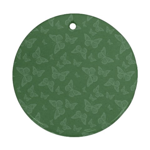 Asparagus Green Butterfly Print Round Ornament (Two Sides) from ArtsNow.com Back