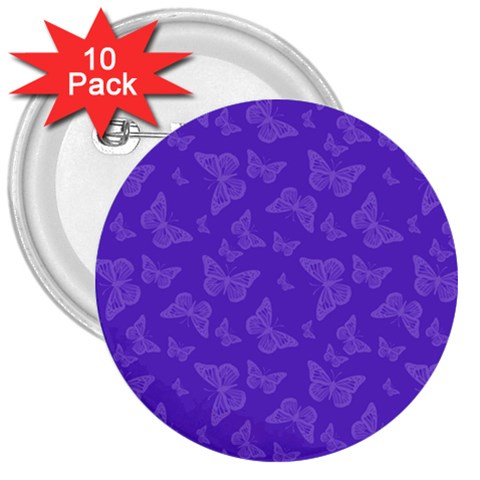 Violet Purple Butterfly Print 3  Buttons (10 pack)  from ArtsNow.com Front