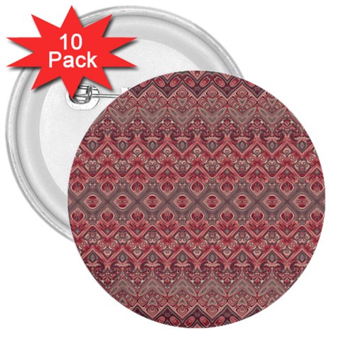 Boho Rustic Pink 3  Buttons (10 pack)  from ArtsNow.com Front