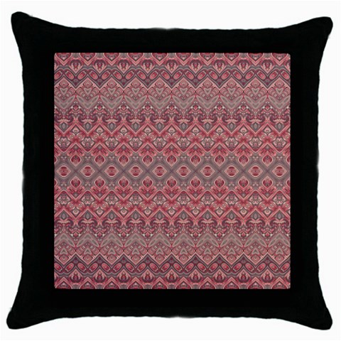 Boho Rustic Pink Throw Pillow Case (Black) from ArtsNow.com Front