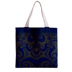 Navy Blue and Gold Swirls Zipper Grocery Tote Bag from ArtsNow.com Back