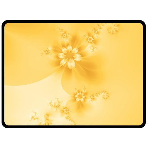 Saffron Yellow Floral Print Fleece Blanket (Large)  from ArtsNow.com 80 x60  Blanket Front