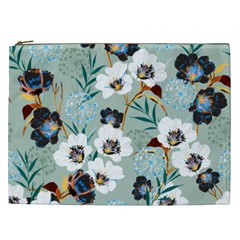 Black White Floral Print Cosmetic Bag (XXL) from ArtsNow.com Front