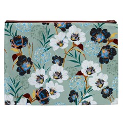 Black White Floral Print Cosmetic Bag (XXL) from ArtsNow.com Back