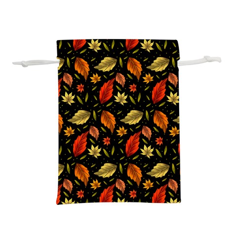 Golden Orange Leaves Lightweight Drawstring Pouch (M) from ArtsNow.com Front