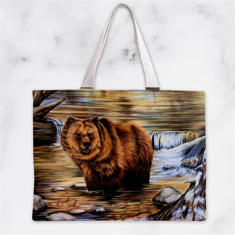 Bear In Water Zipper Mini Tote Bag from ArtsNow.com Back