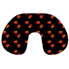 Kawaii Pumpkin Black Travel Neck Pillow from ArtsNow.com Front