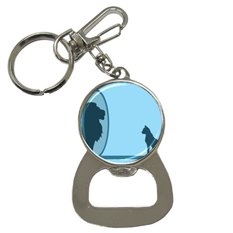 Cat Mirror Lion Bottle Opener Key Chain from ArtsNow.com Front