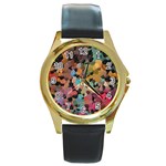 Mosaic pieces                                                    Round Gold Metal Watch