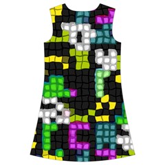 Drawn squares                                                         Kids  Short Sleeve Velvet Dress from ArtsNow.com Back