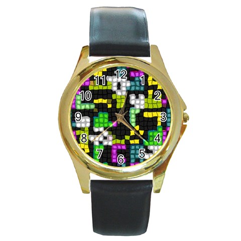 Drawn squares                                                     Round Gold Metal Watch from ArtsNow.com Front