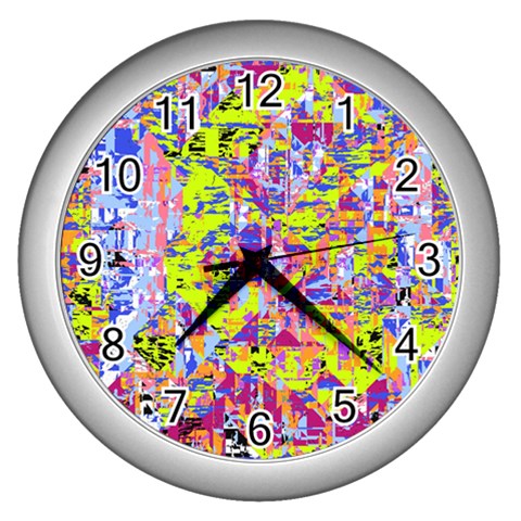 Green blue texture                                                      Wall Clock (Silver) from ArtsNow.com Front