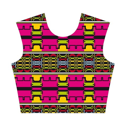 Pink yellow green shapes                                                       Cotton Crop Top from ArtsNow.com Front