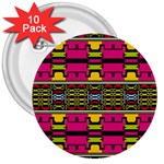 Pink yellow green shapes                                                       3  Button (10 pack)