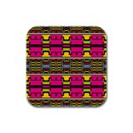 Pink yellow green shapes                                                       Rubber Square Coaster (4 pack